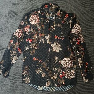 Men’s sheer Print dress shirt